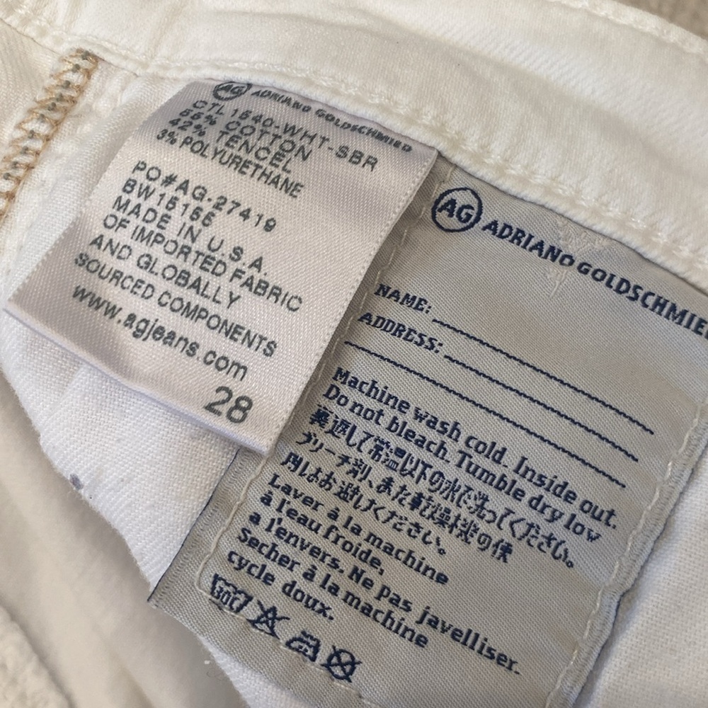 AG Adriano Goldschmied Straight cuffed White Denim size 28 - Picture 8 of 9